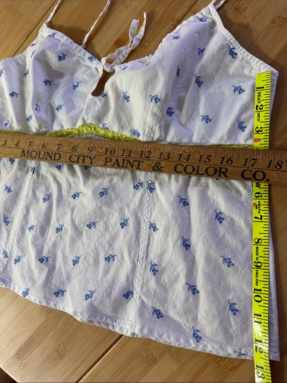 White & Blue Floral Cotton Summer Pajama Set with Lime Trim by Sleep Sense - Picture 6 of 8